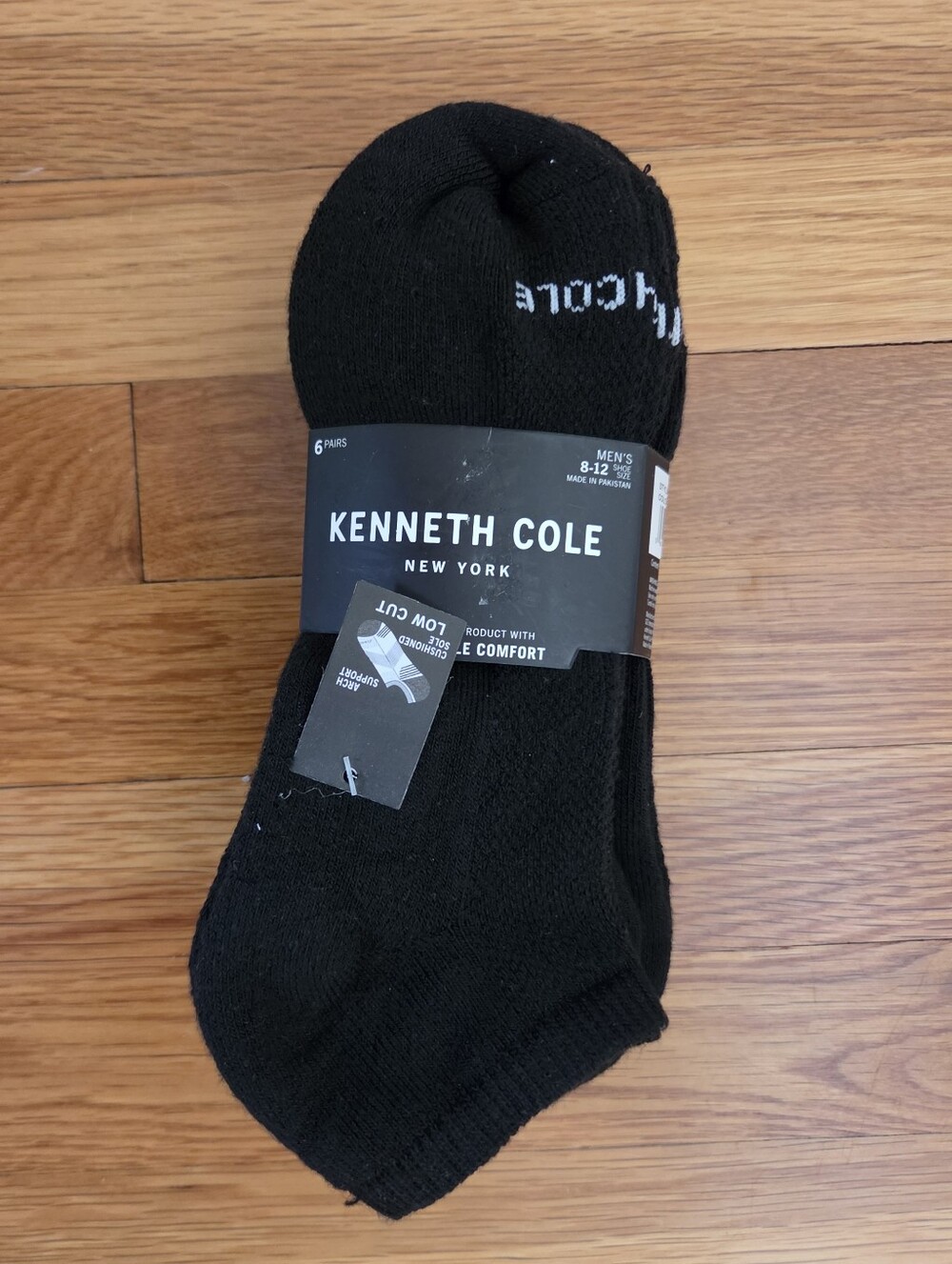 Kenneth Cole Men’s Low Cut Black Athletic Socks - 6 Pack